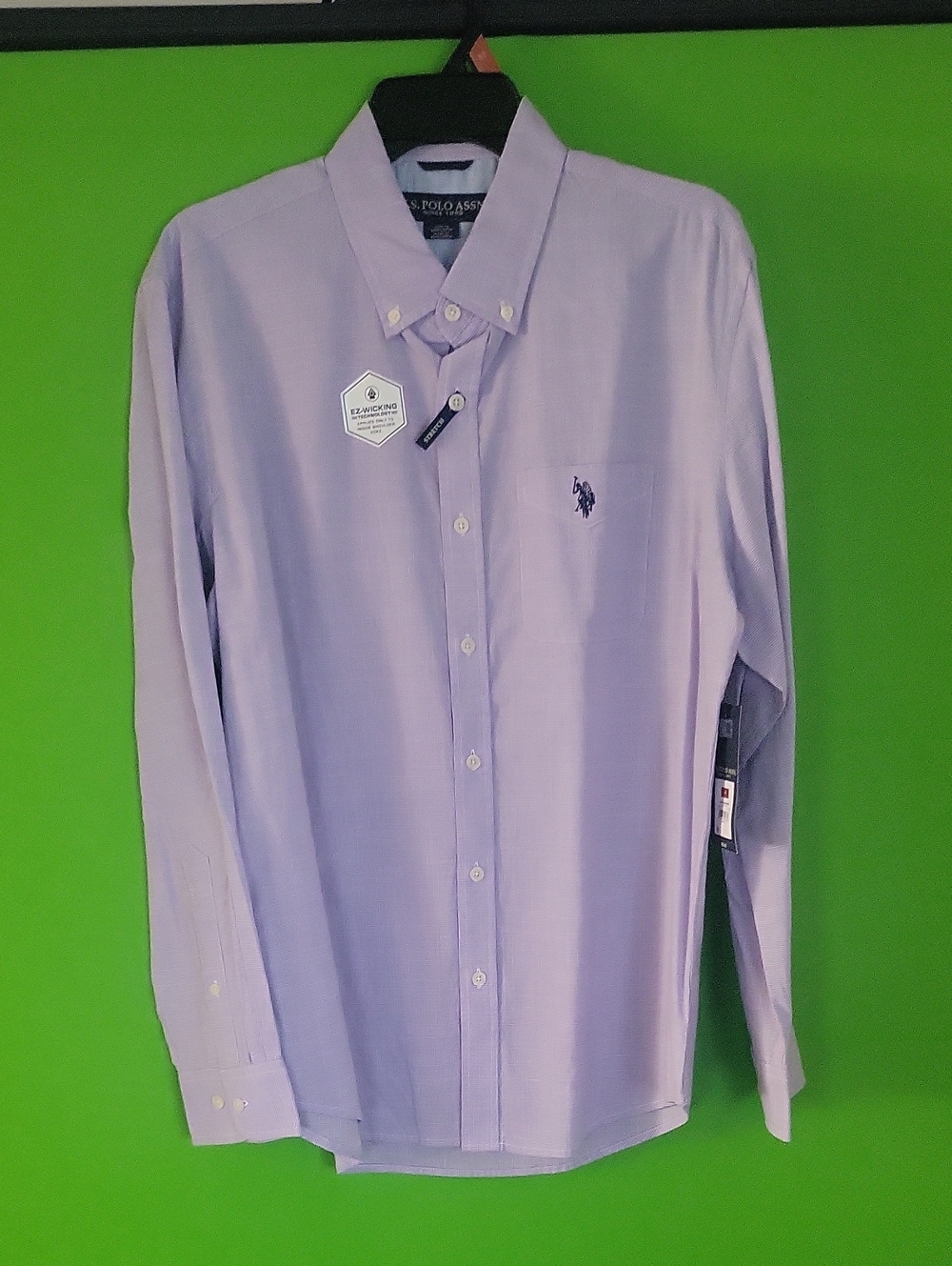 U.S. Polo Assn. Men's Light Lavender Button-Down Dress Shirt Size M